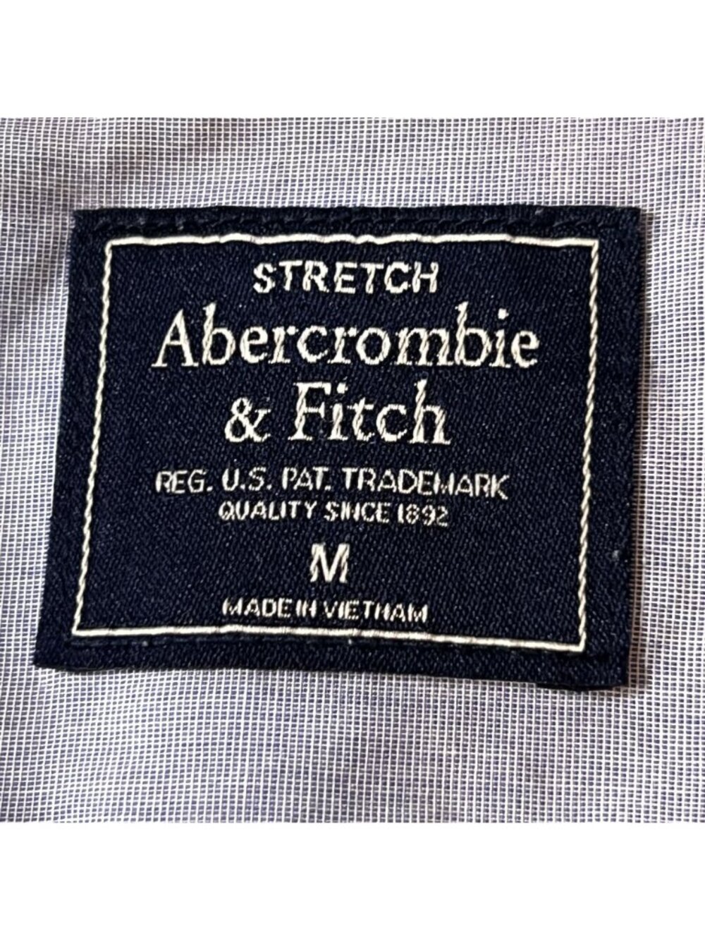 Abercrombie & Fitch Blue White Gingham Shirt Check Button Up Stretch M Mens - Picture 5 of 15